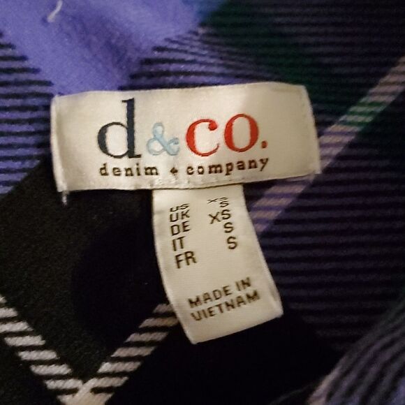 Denim & Co Purple Button Down Top Shacket Plaid Heavenly Jersey Iris Multi Sz XS - Picture 3 of 7